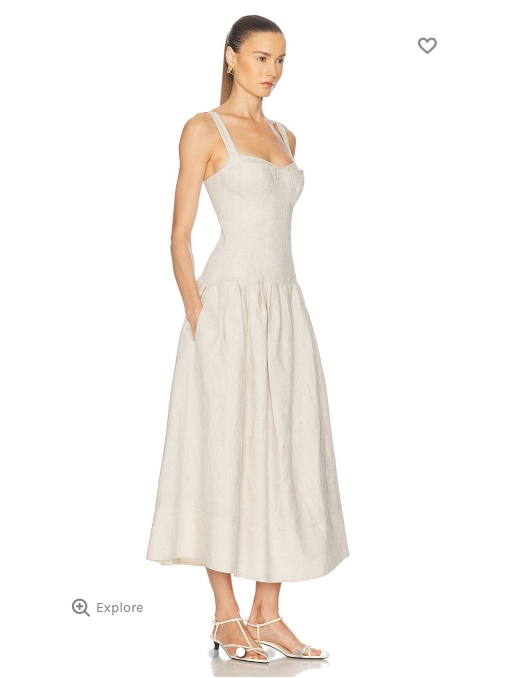 NICHOLAS Makenna drop waist corset midi dress in oatmeal/natural - Picture 2 of 3